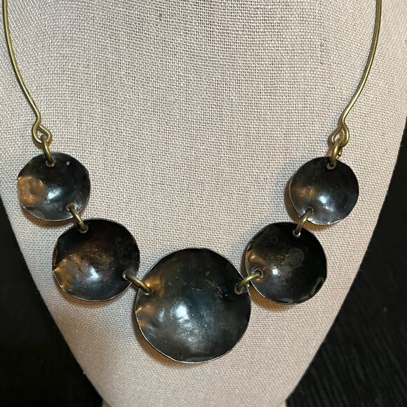 Vintage 70s 80s Style Copper Patina Boho Spiral Swirl Choker Necklace - Picture 4 of 6